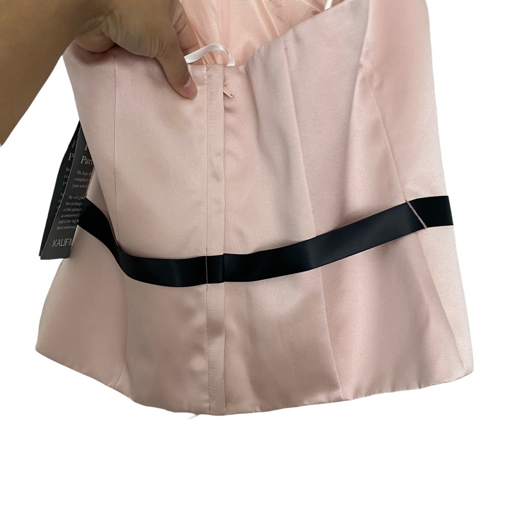 NWT XSCAPE by Joanna Chen Halter Satin Front Side Tie Top Petite Size 8P - Picture 5 of 7
